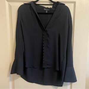 Navy Women's Top with Lace Detail